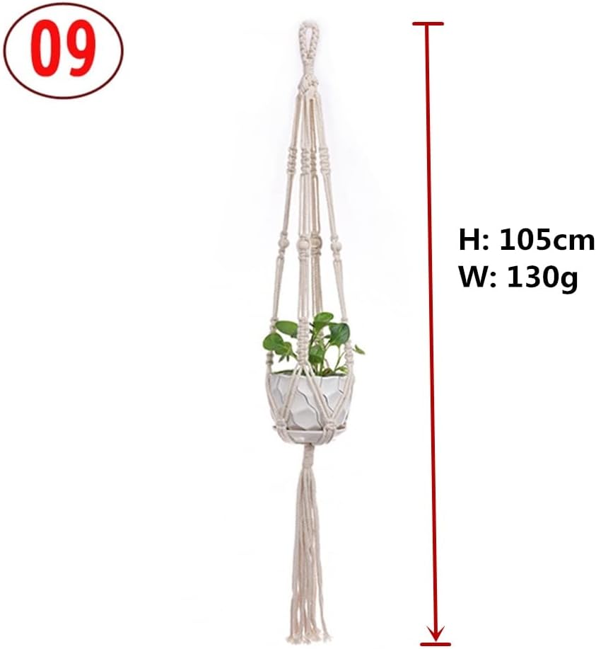 Plant Holder Basket Handmade Macrame Plant Hanger Flower Pot for wall Decoration countyard Garden Knotted Lifting(09)