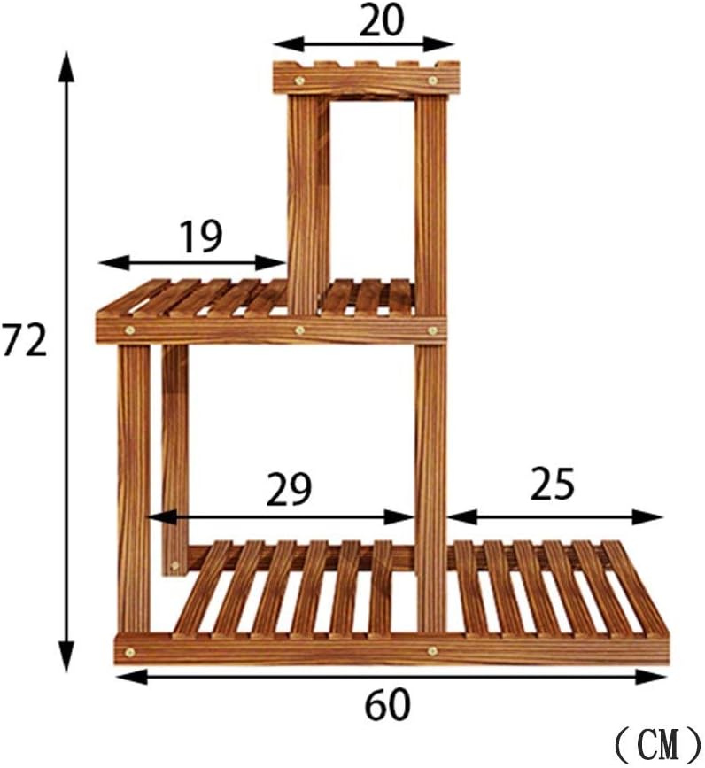 LUSTAR Stylish High and Low Rack Indoor Outdoor Plant Stand Wood Flower Pot Stand Plant Display Rack Holder Steady Vertical Shelves Brown-A