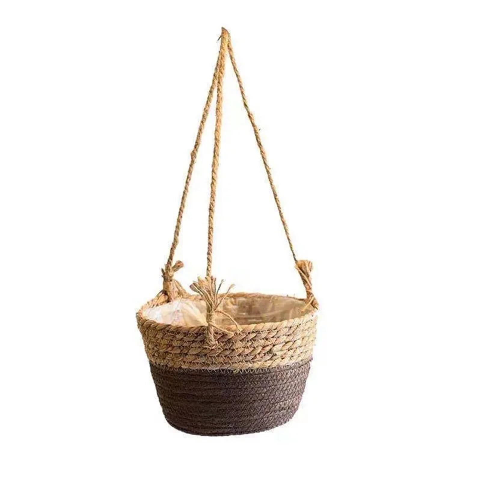 Garden Hanging Planter Macrame Plant Storage Basket Jute Rope Woven Indoor Outdoor Flower Pot Holder(Coloe1)