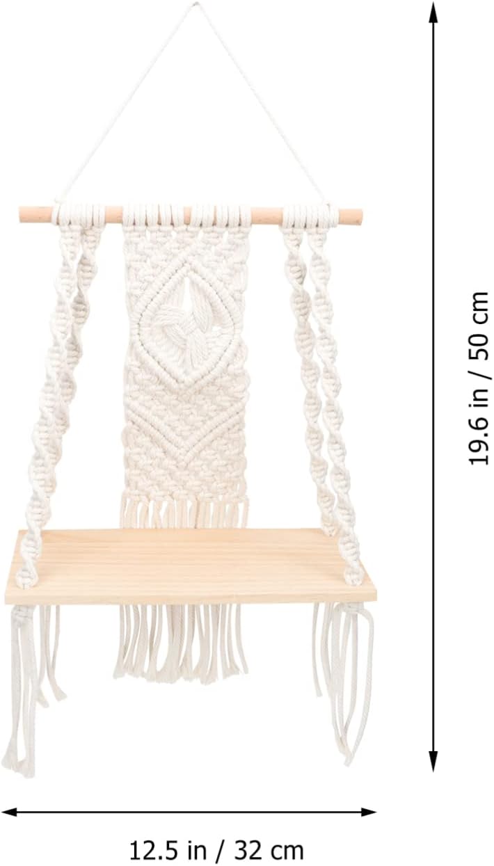 Cabilock Bohemian Cotton Rope Woven Hanging Rack Tassels Creative Wall Decor and Storage for Indoor Plants and Home Organization Easy to Install Tapestry Holder