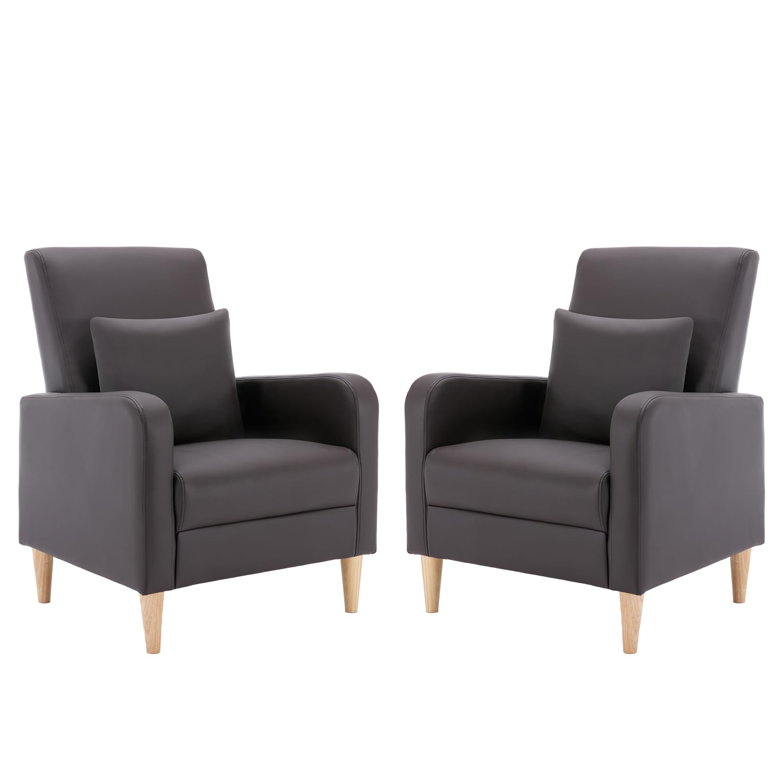 COLAMY Modern Upholstered Accent Chair Armchair with Pillow, Fabric Reading Living Room Side Chair,Single Sofa with Lounge Seat and Wood Legs, Blue