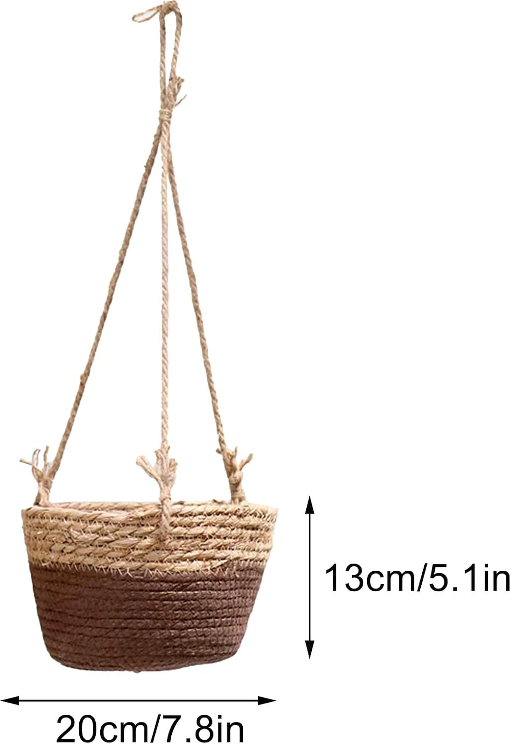 Woven Plant Basket Indoor Hanging 2 pack Cotton Rope，for decoration purposes, as flower pot holders(Plant Not Included)(Coffee)