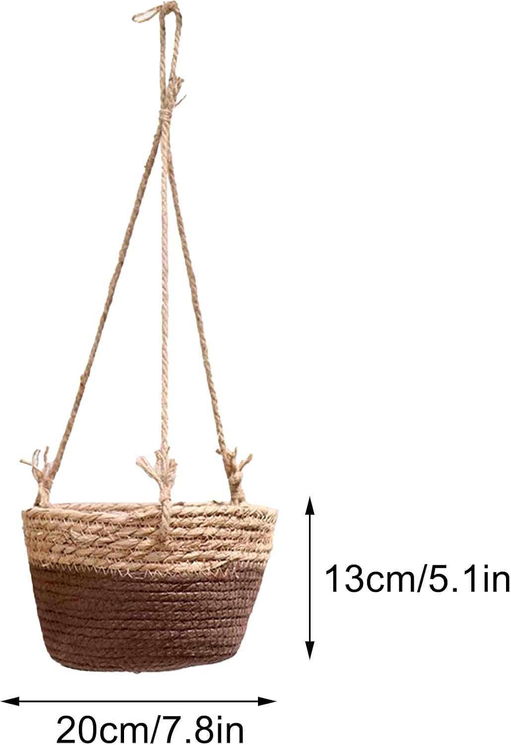 Woven Plant Basket Indoor Hanging 2 pack Cotton Rope，for decoration purposes, as flower pot holders(Plant Not Included)(Coffee)