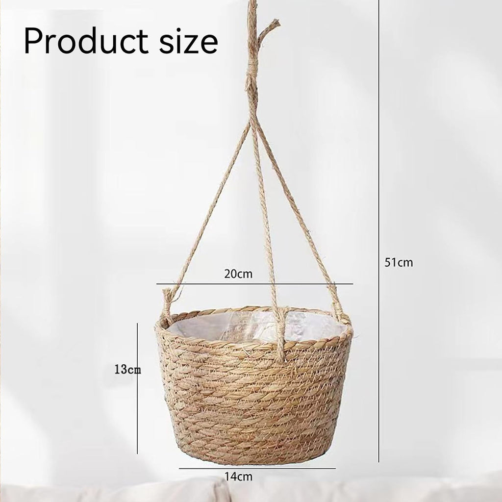2 Pack Jute Rope Hanging Planter Basket,Rattan Woven Plant Hanger, Rattan Hanging Planter Macrame Plant Hanger, Flower Pot Holder for Garden, Outdoor, Indoor.