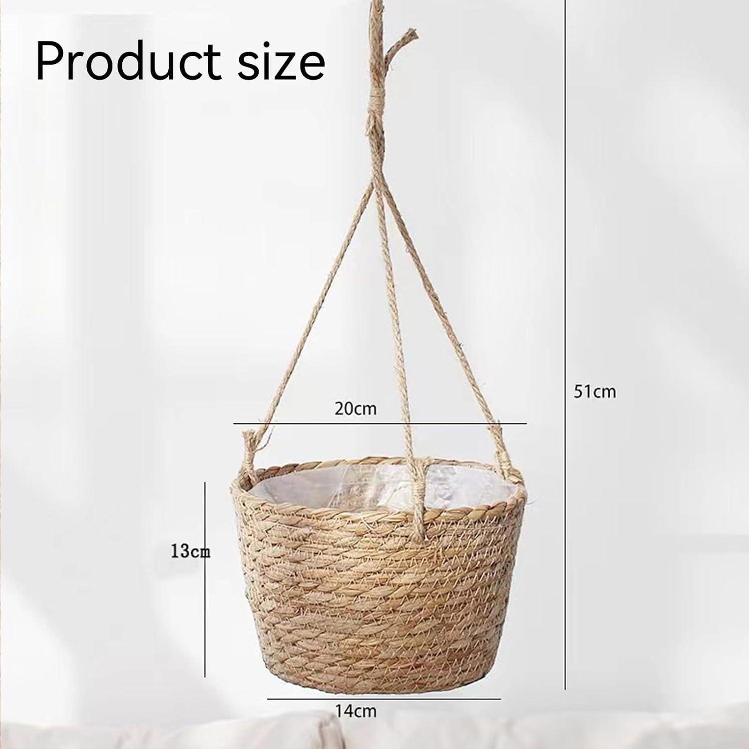 2 Pack Jute Rope Hanging Planter Basket,Rattan Woven Plant Hanger, Rattan Hanging Planter Macrame Plant Hanger, Flower Pot Holder for Garden, Outdoor, Indoor.