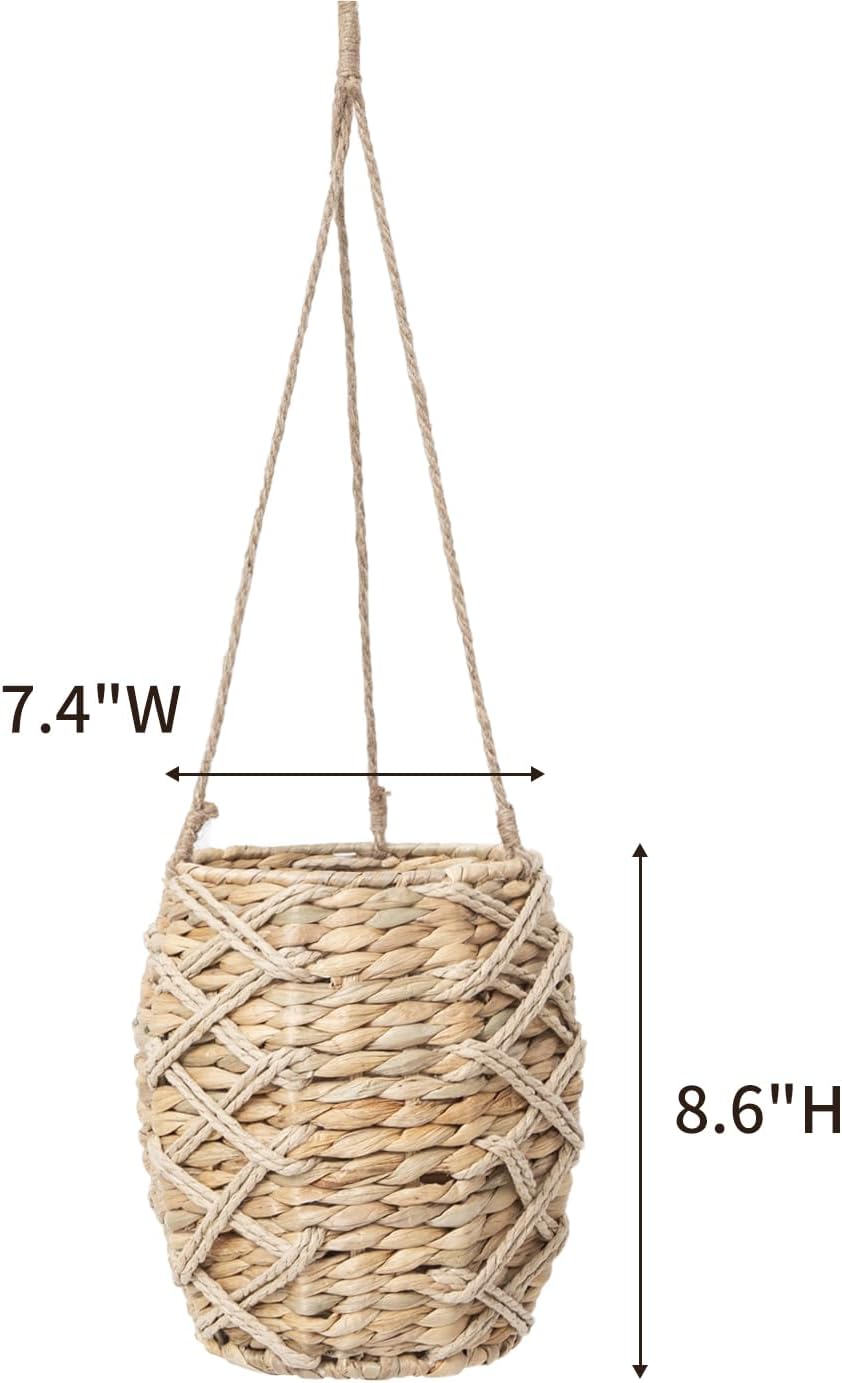 Gourd Grass Woven Hanging Basket, Hand-Woven Storage, Front Door Flower Basket, Home Decor Storage for Home, Kitchen, Garden