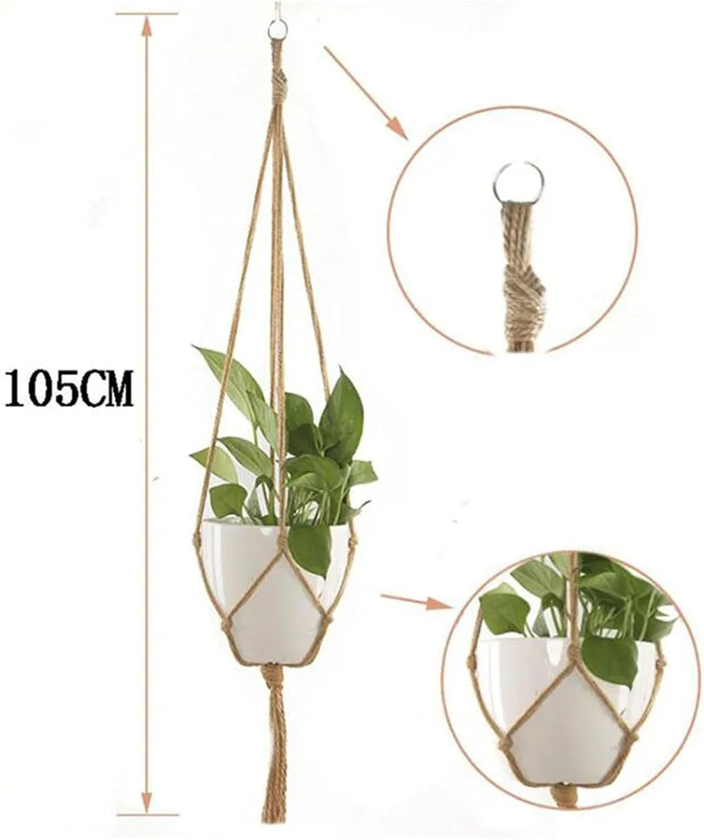 Garden Hanging Planter Macrame Plant Storage Basket Jute Rope Woven Indoor Outdoor Flower Pot Holder(Coloe1)