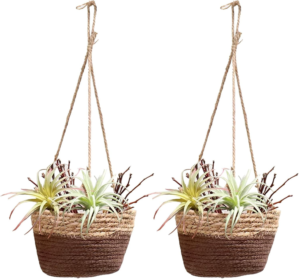 Woven Plant Basket Indoor Hanging 2 pack Cotton Rope，for decoration purposes, as flower pot holders(Plant Not Included)(Coffee)
