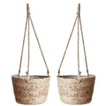 Straw Weaving Flowerpot Hang Flowerpot Strong Load-Bearing Capacity Bracket High-Capacity Straw Weaving Hanging Flower Basket(Original Color)