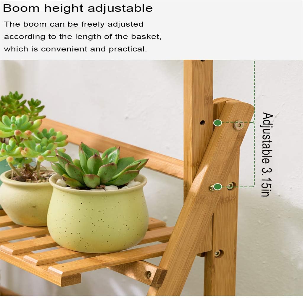 3 Tier Foldable Bamboo Plant Shelf, Wooden Foldable Flower Pot Organizer for Garden Indoor