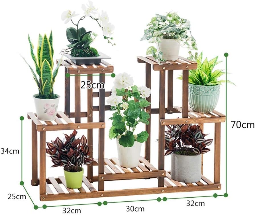 Lustar Flower Rack Indoor Outdoor Wooden Multi-Tier Plant Display Stand Pot Shelf Storage Rack