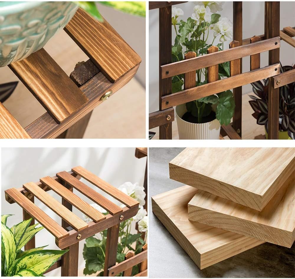 Lustar Flower Rack Indoor Outdoor Wooden Multi-Tier Plant Display Stand Pot Shelf Storage Rack