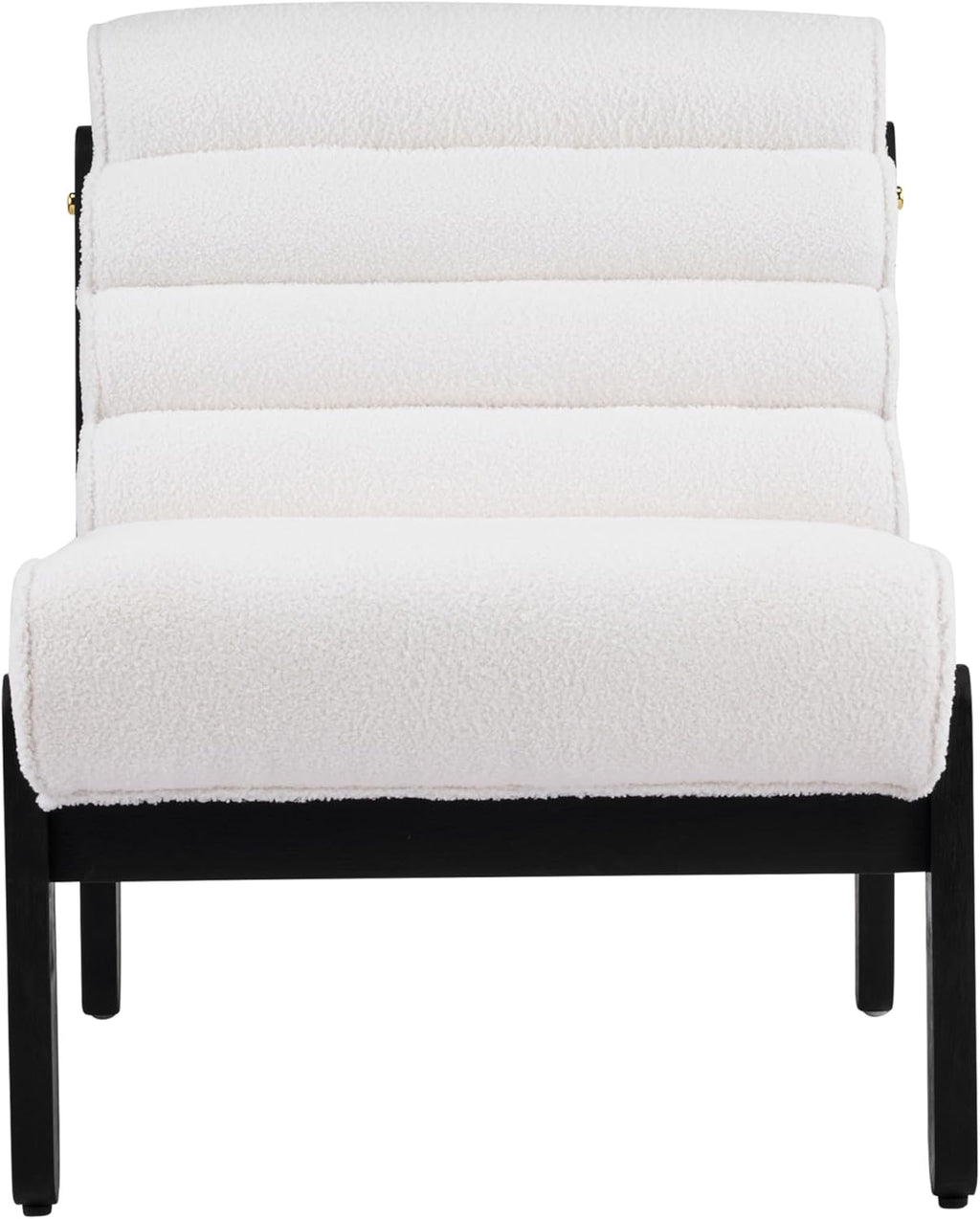 Christopher Knight Home Fluffy Low Profile Accent Chair, Modern Living Room Armless Lounge Chair, Fabric Comfy Reading Chair for Bedroom, Wooden Frame and Thick Padded Seat, White+Black