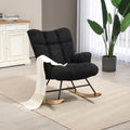 SAETSFEG Rocking Chair Nursery Teddy Upholstered Glider Rocker Rocking Accent Chair Padded Seat with High Backrest Armchair Comfy Side Chair for Living Room Bedroom Offices (Ivory Teddy)