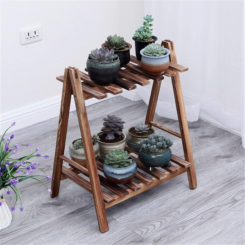 Lustar Home Decor Wooden Plant Shelves Multi-Layer Plant Stand Balcony Flowers Plant Rack Decoration Display Shelf Brown-70cm