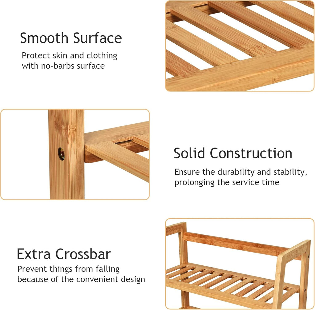 COSTWAY 4-tier Ladder Shelf, Bamboo Plant Stand Rack, Freestanding Bookshelf, Multifunctional Storage Shelves, Flower Stand Rack Holder for Garden, Balcony, Living Room, Bedroom (Natural)