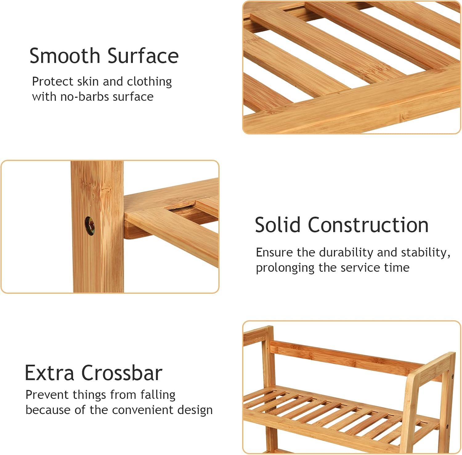 COSTWAY 4-tier Ladder Shelf, Bamboo Plant Stand Rack, Freestanding Bookshelf, Multifunctional Storage Shelves, Flower Stand Rack Holder for Garden, Balcony, Living Room, Bedroom (Natural)