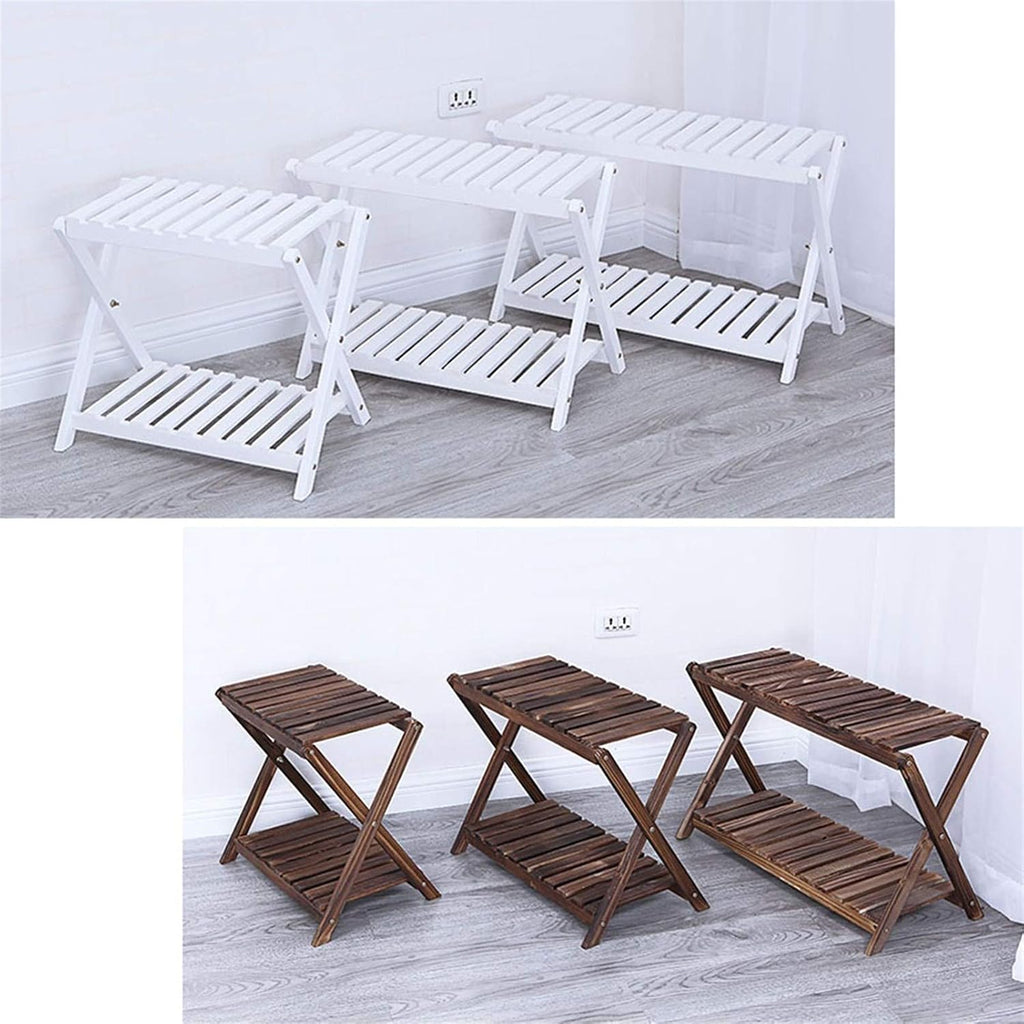Lustar Home Decor Wooden Plant Shelves Multi-Layer Plant Stand Balcony Flowers Plant Rack Decoration Display Shelf Brown-70cm