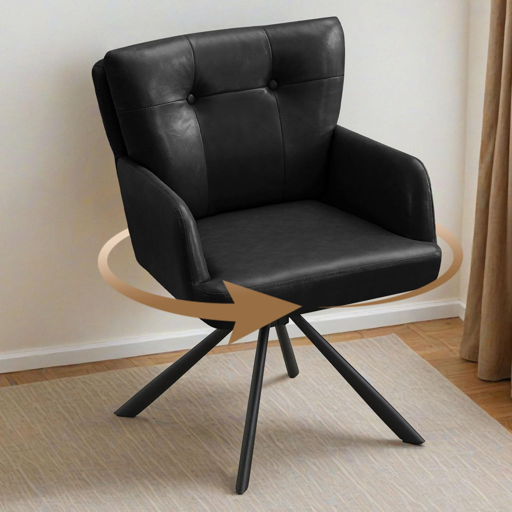 WUTUTUEE Fabric Dining Chair Modern Upholstered Swivel Dining Room Chairs Comfy Accent Armchair with Mid Back, Desk Arm Chair No Wheels for Kitchen/Living Room/Home Office, White
