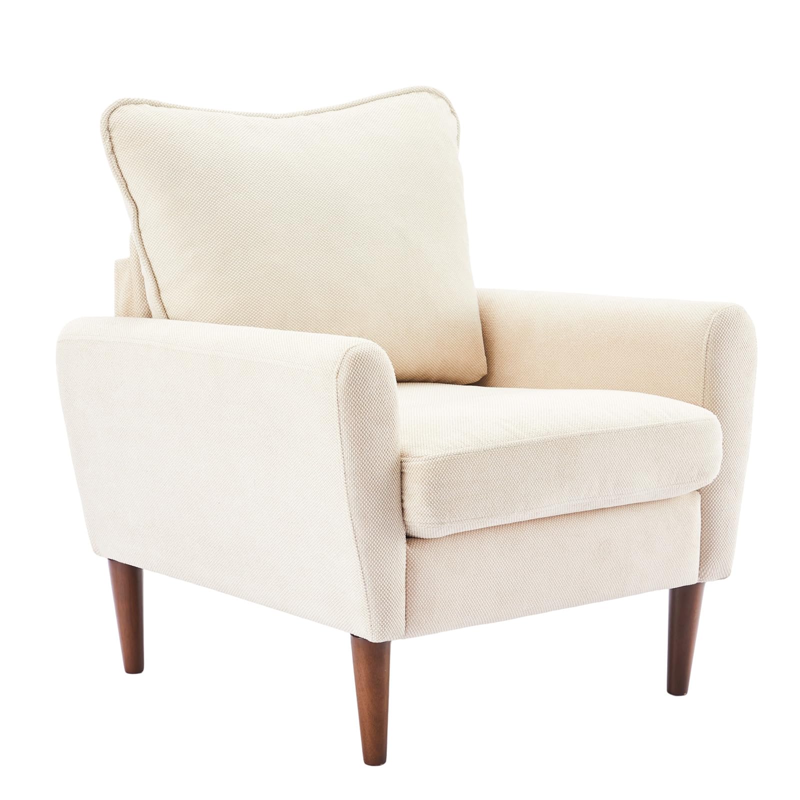 OLIXIS Comfy Accent Chair for Living Room Bedroom and Waiting Room, Upholstered Mid-Century Reading Chair with Pillow and Solid Wood Legs, Wide Singe Modern Lounge Sofa, Gray