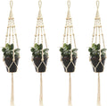 Cotton Rope Plant Hangers 4 Pcs, 39.4 In (100 Cm) Macrame With Wooden Beads, For Indoor And Outdoor, Suitable Small Succulent Pots Planters