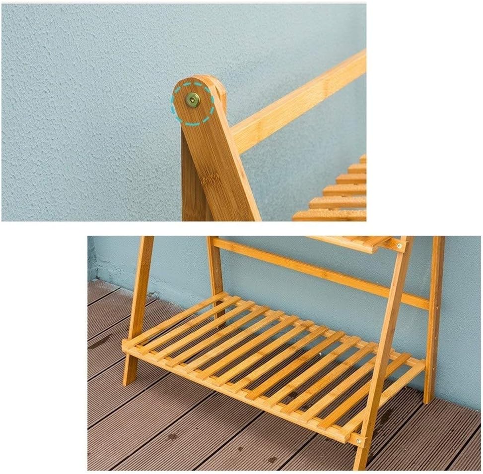 2-Tier Folding Framde Flower Stand Organizer Plant Pot Stand Plant Display Shelf Rack for Indoors Outdoors Ladder Garden 60cm