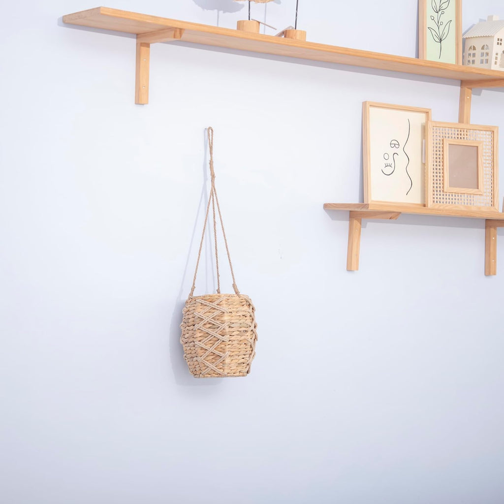 Gourd Grass Woven Hanging Basket, Hand-Woven Storage, Front Door Flower Basket, Home Decor Storage for Home, Kitchen, Garden