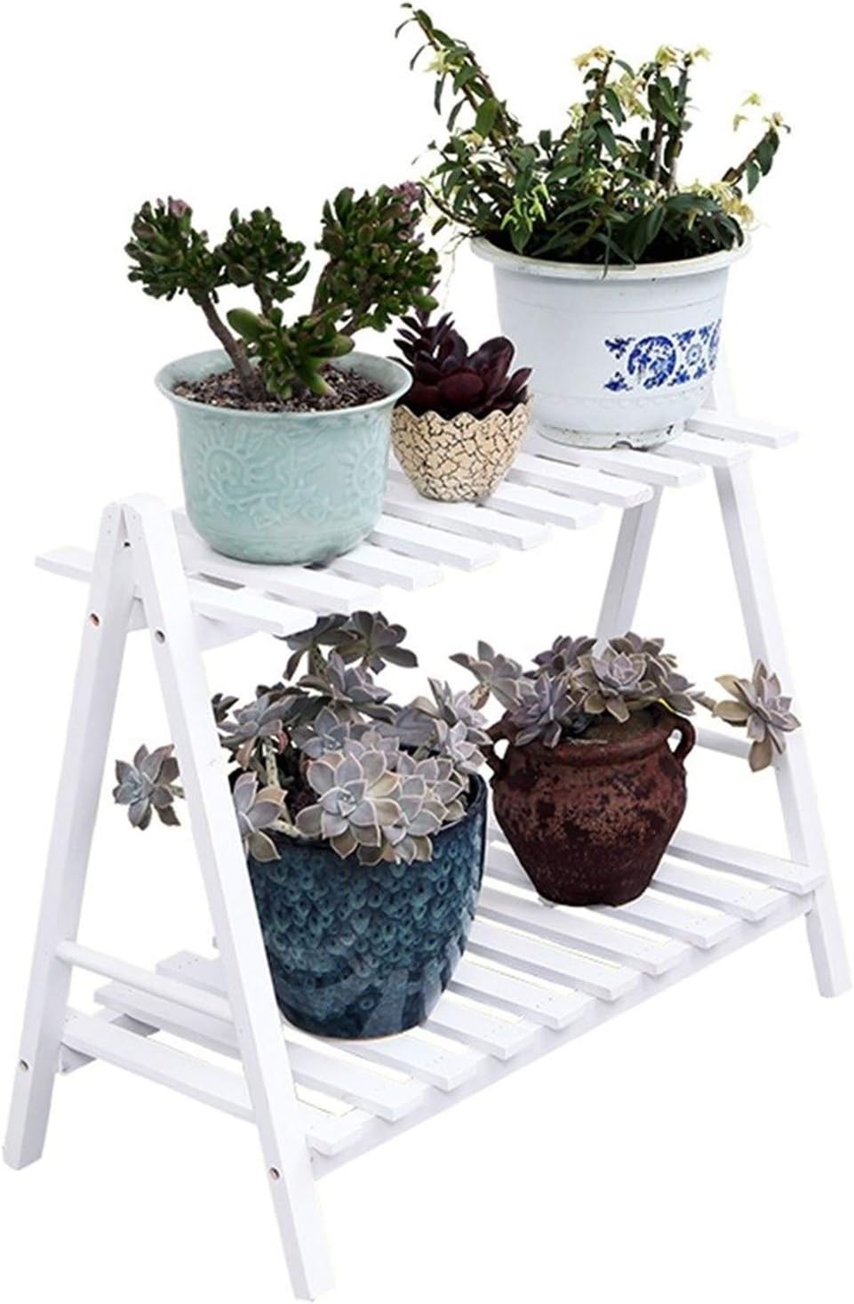 Lustar Home Decor Wooden Plant Shelves Multi-Layer Plant Stand Balcony Flowers Plant Rack Decoration Display Shelf Brown-70cm
