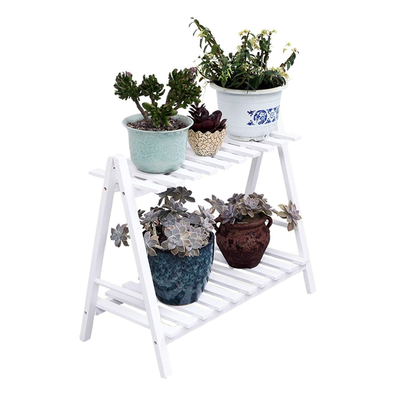 Lustar Home Decor Wooden Plant Shelves Multi-Layer Plant Stand Balcony Flowers Plant Rack Decoration Display Shelf Brown-70cm
