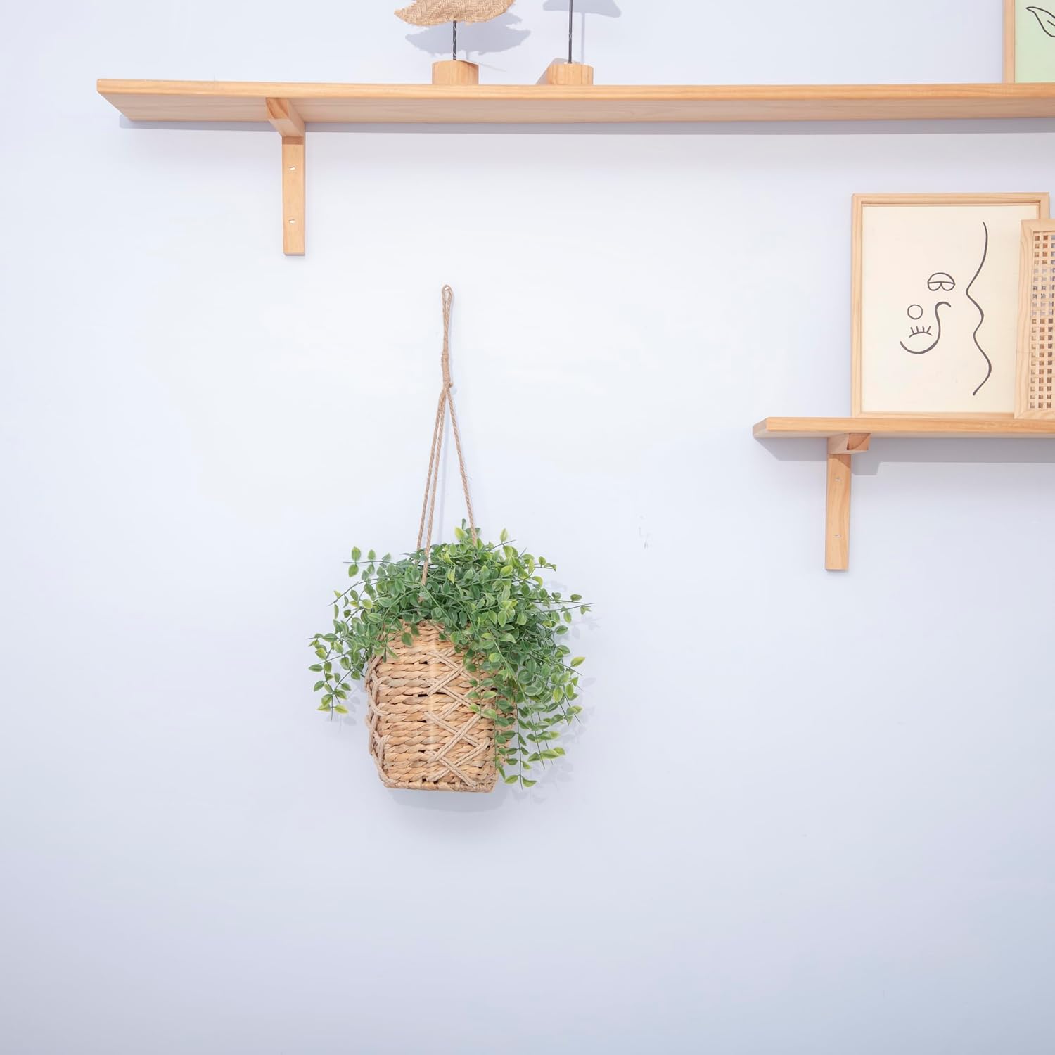 Gourd Grass Woven Hanging Basket, Hand-Woven Storage, Front Door Flower Basket, Home Decor Storage for Home, Kitchen, Garden