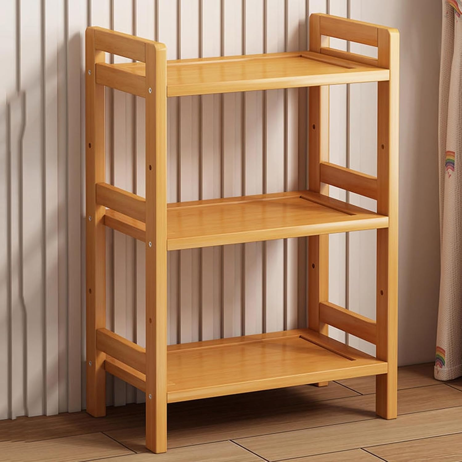 Wooden Desktop Shelf, Outdoor Desktop Planter Shelf Rack, Display Storage Unit, Country Style Shelf, Made of Solid Wood, Safe, Thick and Stable, 72.4 * 23.4 * 35cm (Three Layers)