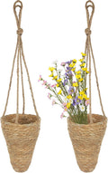 CITYES 2 Pcs Hanging Basket for Wall Conical Hanging Wicker Basket with Hemp Rope Handmade Wall Planter for Garden Home Flowers Planters Boho Decor Front Door Porch Entryway (Flowers Not Included)