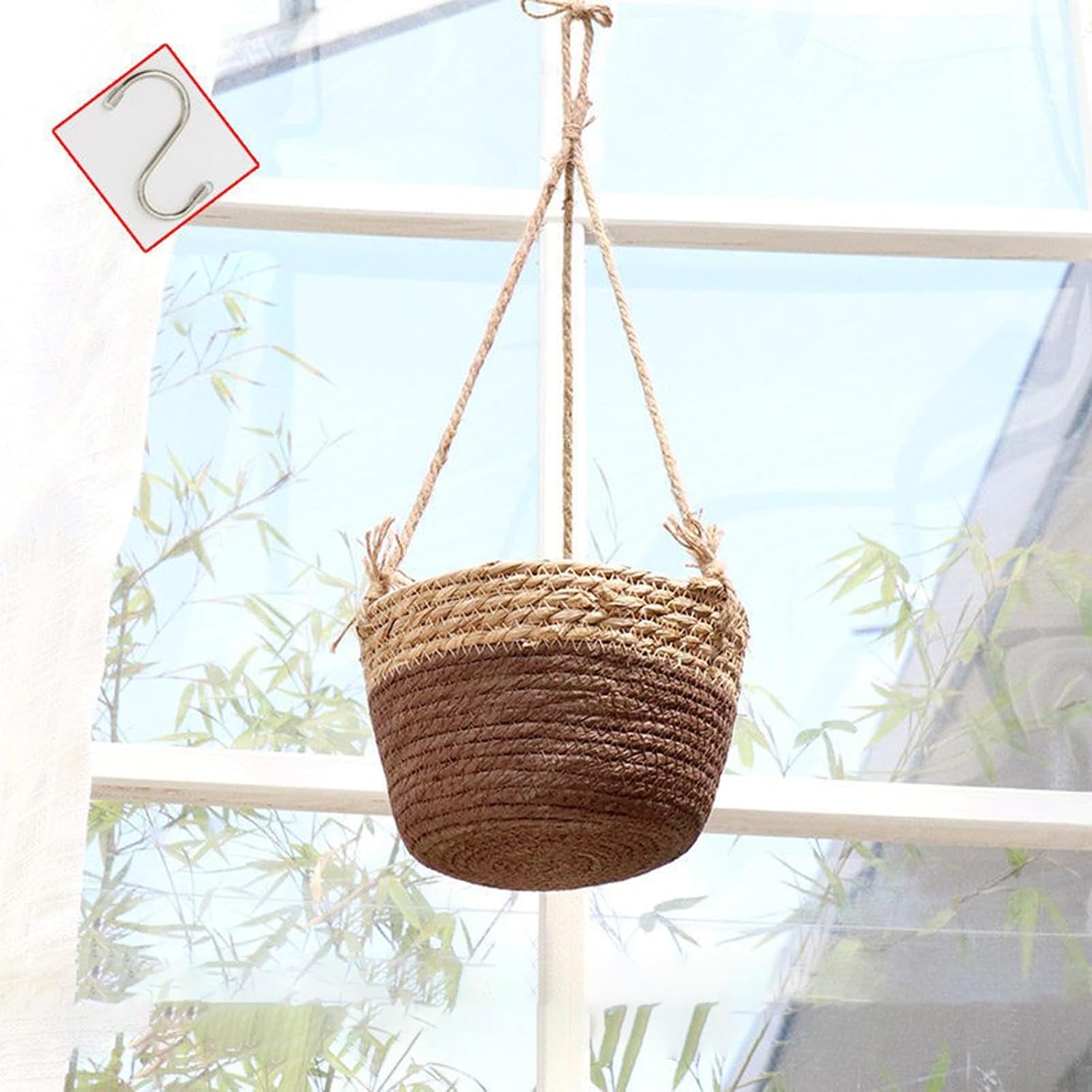 Woven Plant Basket Indoor Hanging 2 pack Cotton Rope，for decoration purposes, as flower pot holders(Plant Not Included)(Coffee)