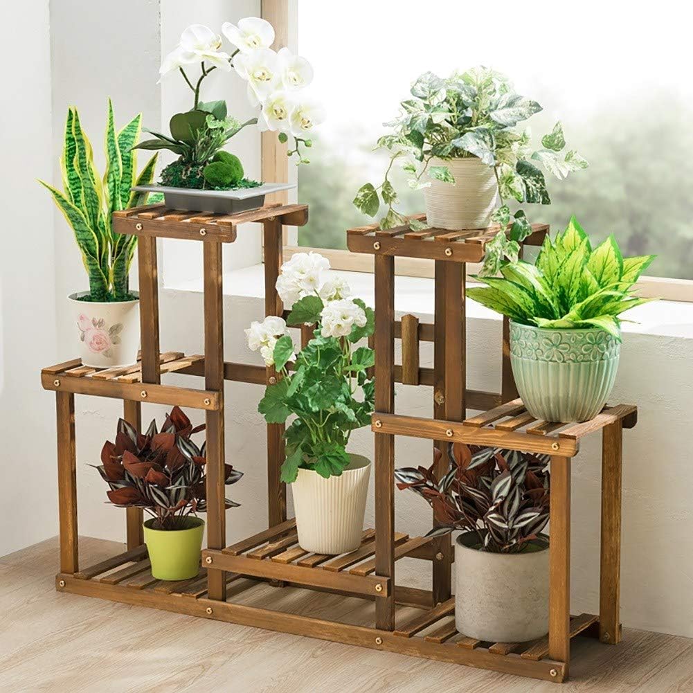 Lustar Flower Rack Indoor Outdoor Wooden Multi-Tier Plant Display Stand Pot Shelf Storage Rack