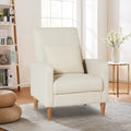 COLAMY Modern Upholstered Accent Chair Armchair with Pillow, Fabric Reading Living Room Side Chair,Single Sofa with Lounge Seat and Wood Legs, Blue