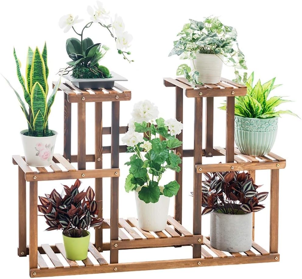 Lustar Flower Rack Indoor Outdoor Wooden Multi-Tier Plant Display Stand Pot Shelf Storage Rack