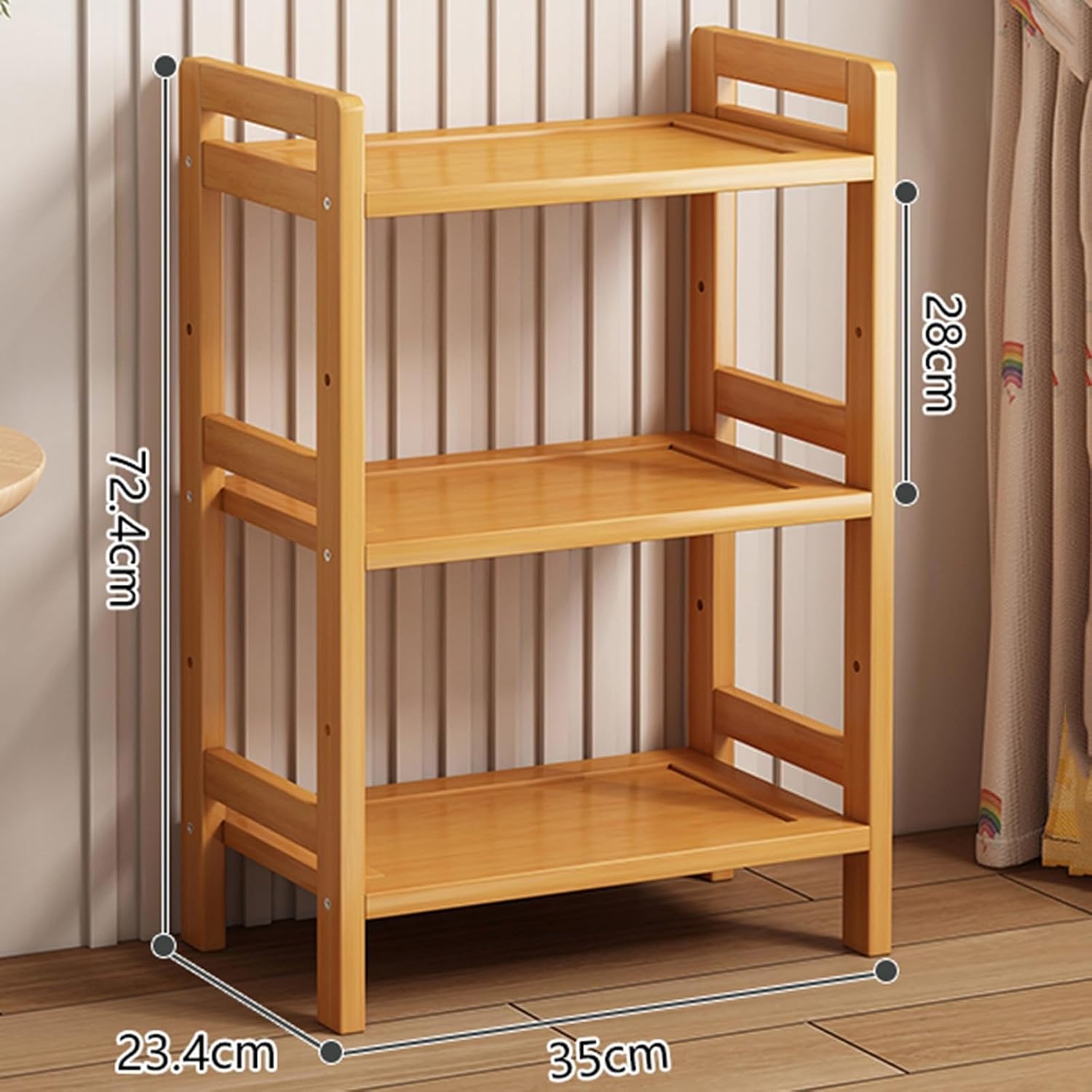 Wooden Desktop Shelf, Outdoor Desktop Planter Shelf Rack, Display Storage Unit, Country Style Shelf, Made of Solid Wood, Safe, Thick and Stable, 72.4 * 23.4 * 35cm (Three Layers)