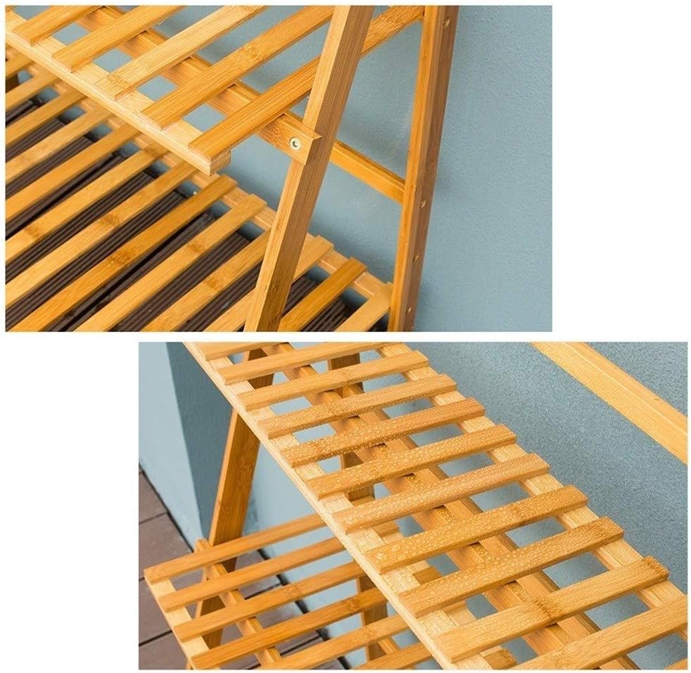 2-Tier Folding Framde Flower Stand Organizer Plant Pot Stand Plant Display Shelf Rack for Indoors Outdoors Ladder Garden 60cm