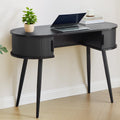 Mid-Century 59" Wood Writing Desk, Home Office Computer Laptop Desk with 2 Flip Storage Space + 2 Drawer, 150 CM Elegant Fluted Vanity Table Multifunctional Study Desk for Office, Bedroom (Wlanut)