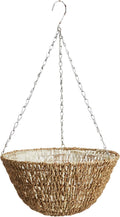 Gardman R490 Woven Rope Hanging Basket, 14" Diameter, Brown