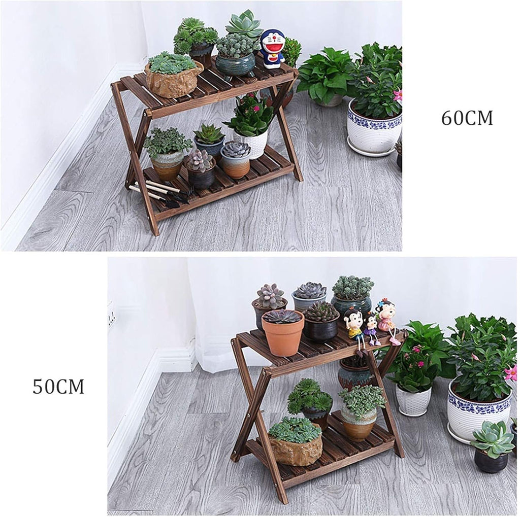 Lustar Home Decor Wooden Plant Shelves Multi-Layer Plant Stand Balcony Flowers Plant Rack Decoration Display Shelf Brown-70cm
