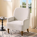 Modern Wingback Accent Chair, Upholstered Fabric Living Room Armchair with Wood Legs, Single Sofa Lounge Chair for Bedroom, Office & Reading Room (1, Blue)