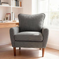 OLIXIS Comfy Accent Chair for Living Room Bedroom and Waiting Room, Upholstered Mid-Century Reading Chair with Pillow and Solid Wood Legs, Wide Singe Modern Lounge Sofa, Gray