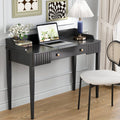Vintage-Style Desk with Scandinavian Flair, Computer or Laptop Desk, Writing Desk with Drawer and Open Storage Cubby, Small Space Dressing Table