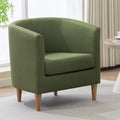 Green Padded Barrel Armchair, Comfy Small Reading Chair for Indoor Use