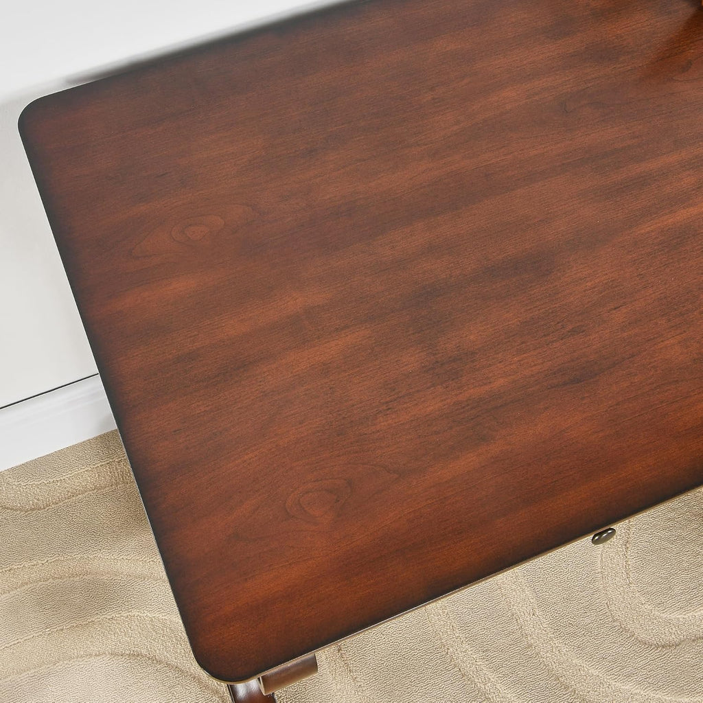 Traditional Wood Writing Desk with 2 Drawers, 47.2" Large Work Desk with Ample Tabletop and Curved Legs, Big Secretary Table in Cherry Walnut for Home Office, SSZ-D0036
