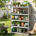 Romorgniz Plant Shelf, Waterproof & Rustproof Metal Shelving with PP Broad Outdoor, 2000Lbs Adjustable Galvanized Plant Shelf for Patio Gardening Closet Kitchen Basement, 60" H x 27.5" W x 11.8" D
