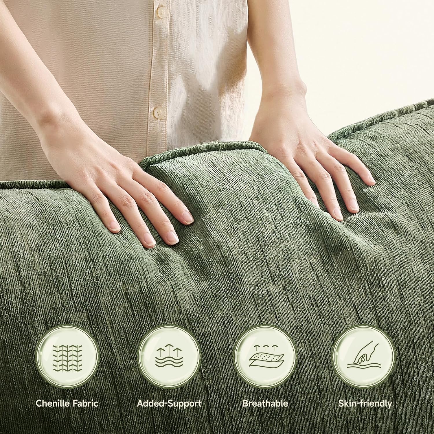 ONBRILL Oversized Accent Chair, 41 Inch Chenille Fabric Armchair, Comfy Single Sofa Chair with Padded Arms, Pocket Spring Cushion, Modern Reading Chair for Living Room, Bedroom, Green