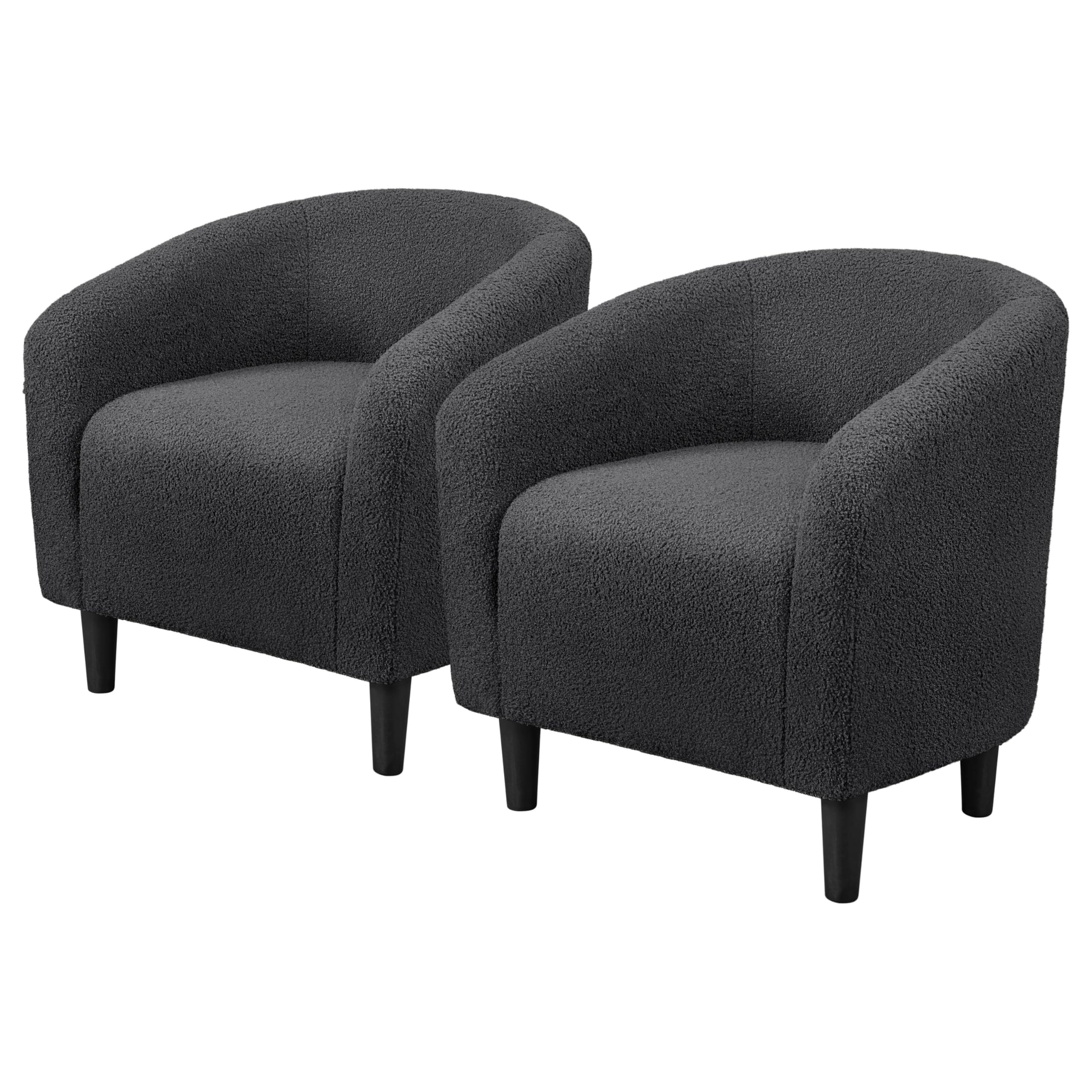 Topeakmart Accent Chair, Sherpa Barrel Chair with Soft Padded and Sturdy Legs for Living Room, Bedroom, Reception Room, Set of 2, Ivory