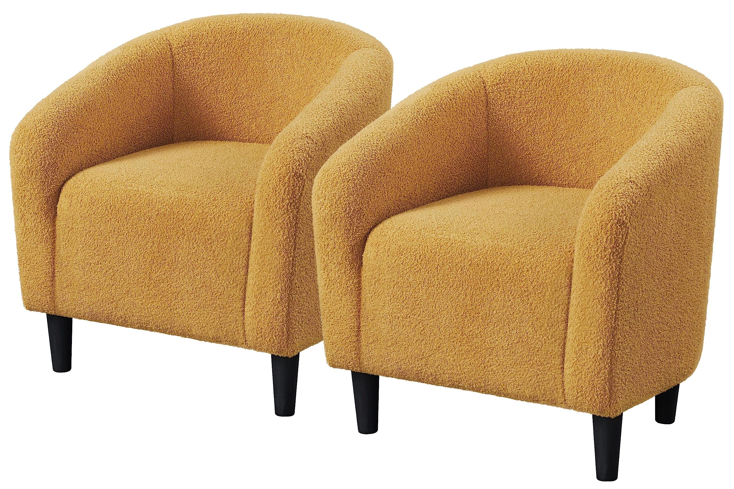 Topeakmart Accent Chair, Sherpa Barrel Chair with Soft Padded and Sturdy Legs for Living Room, Bedroom, Reception Room, Set of 2, Ivory